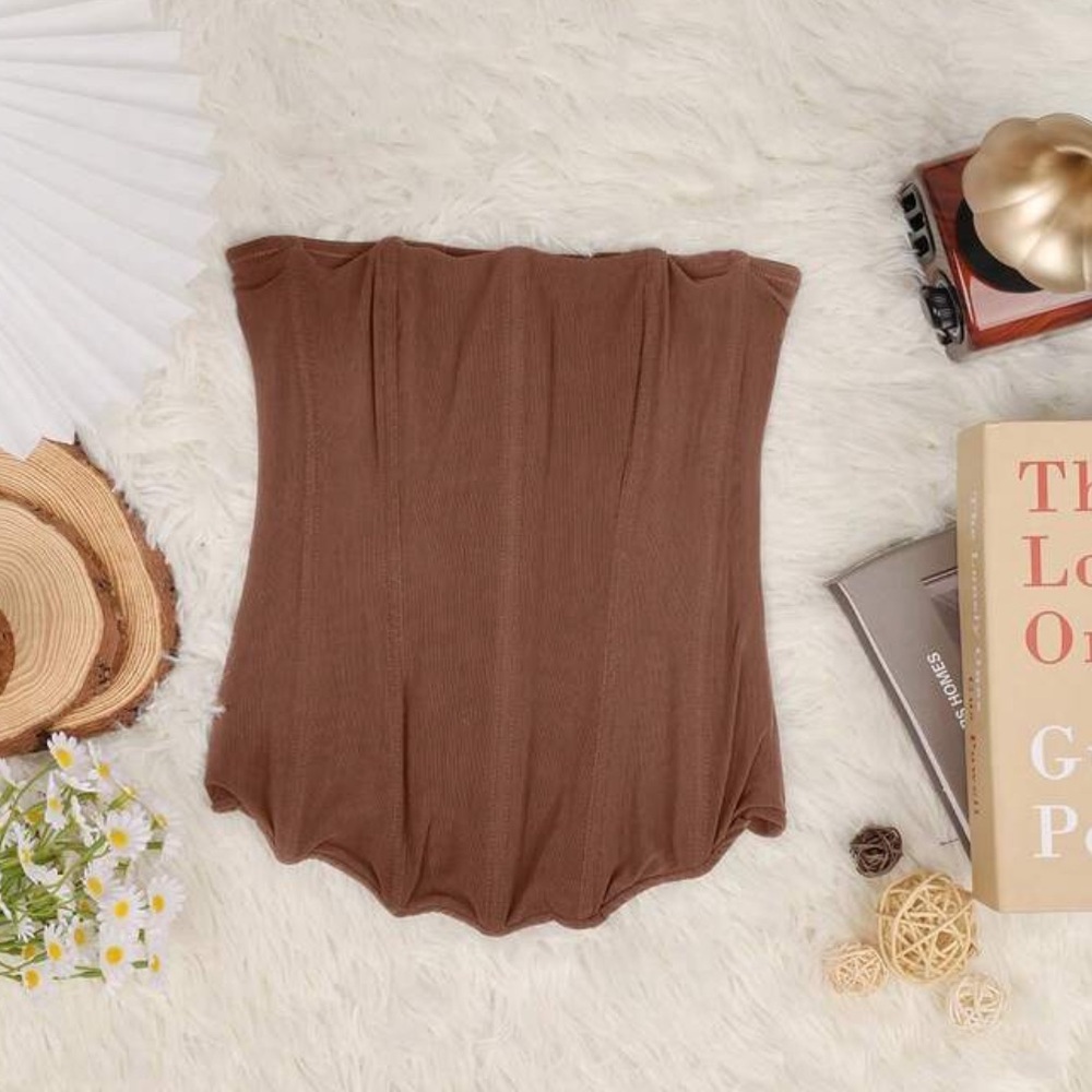 Luxe brown lace up back corset crop top bralette - Picture 4 of 4
